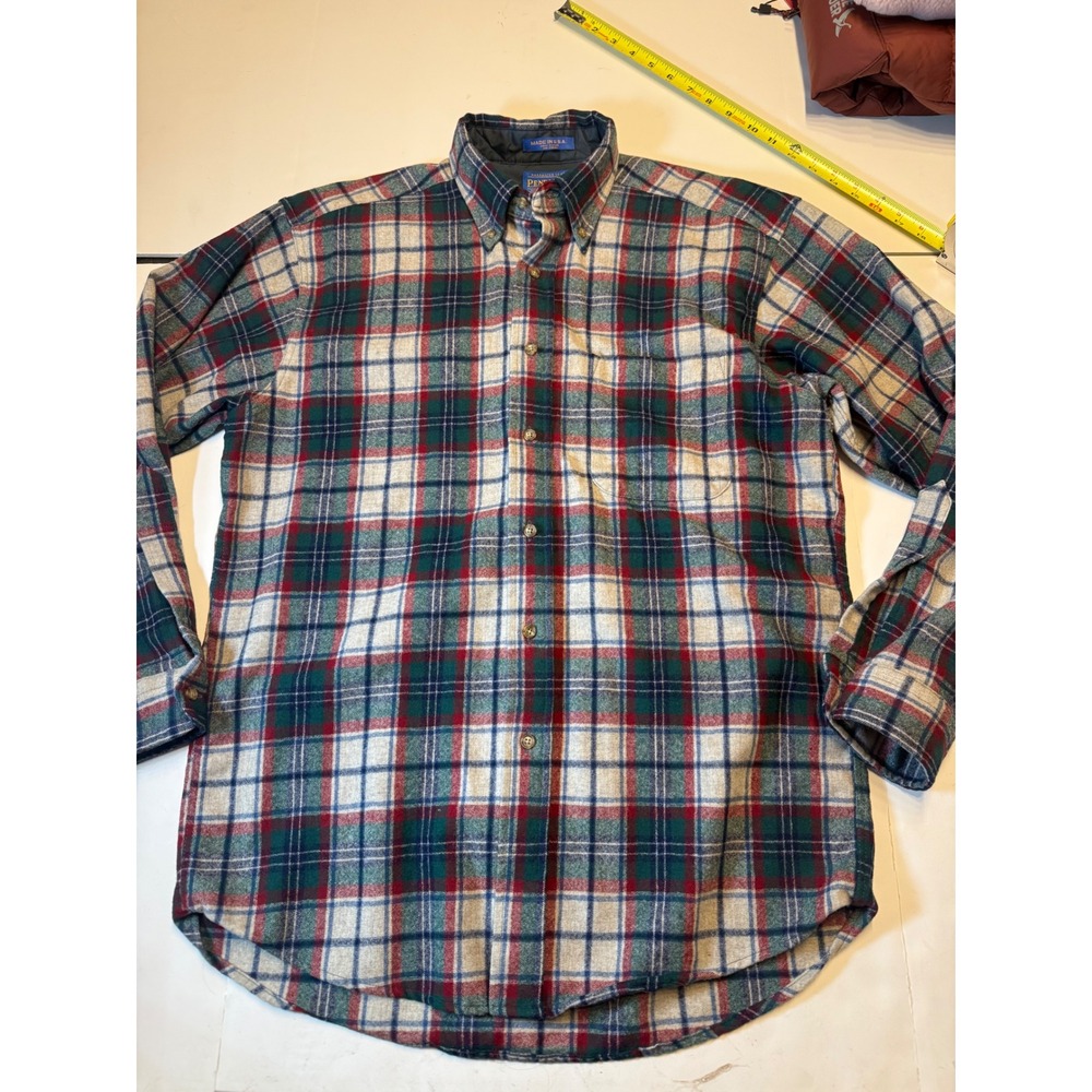 Pendleton Mens Wool Plaid Button Down Shirt AA036-30182 Red Green Blue M USA